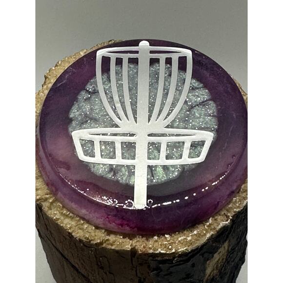 Disc Golf Mini Marker Custom Silver Disc Basket Epoxy Resin One Of A Kind Mini - Picture 1 of 6